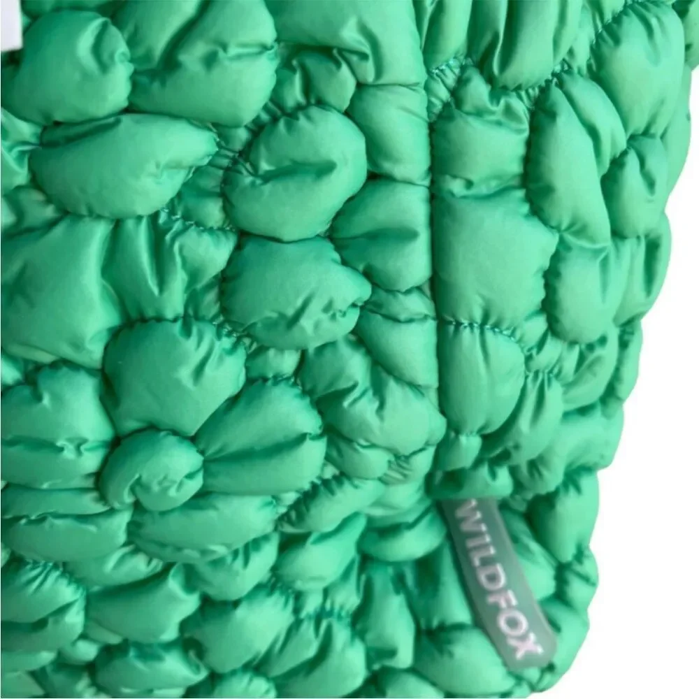 Wildfox Green Quilted Tote Bag with Drawstring Details